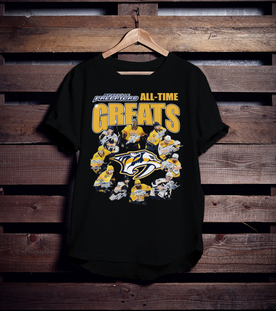 Nashville Predators All-Time Greats Signatures Rinne Weber Forsberg Subban Timonen Walker T-Shirt