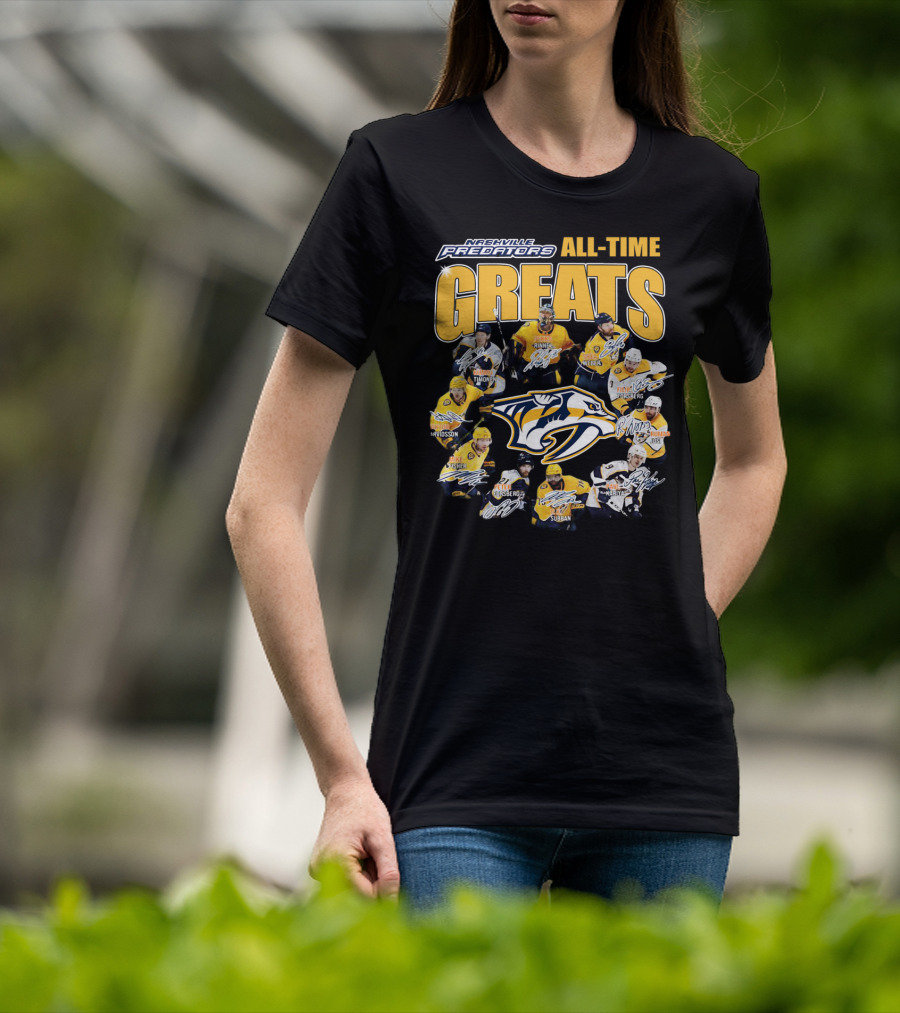 Nashville Predators All-Time Greats Signatures Rinne Weber Forsberg Subban Timonen Walker T-Shirt