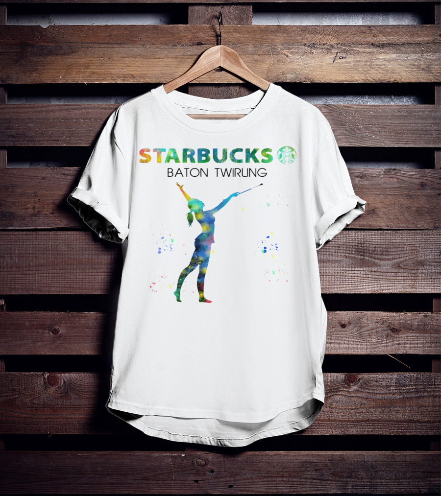 Starbucks Baton Twirling Silhouette Splash T-Shirt