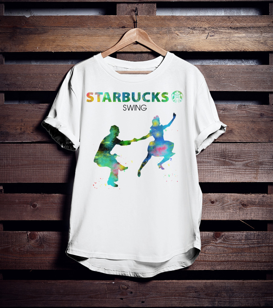 Starbucks Swing Dance Colorful Silhouette Movement T-Shirt