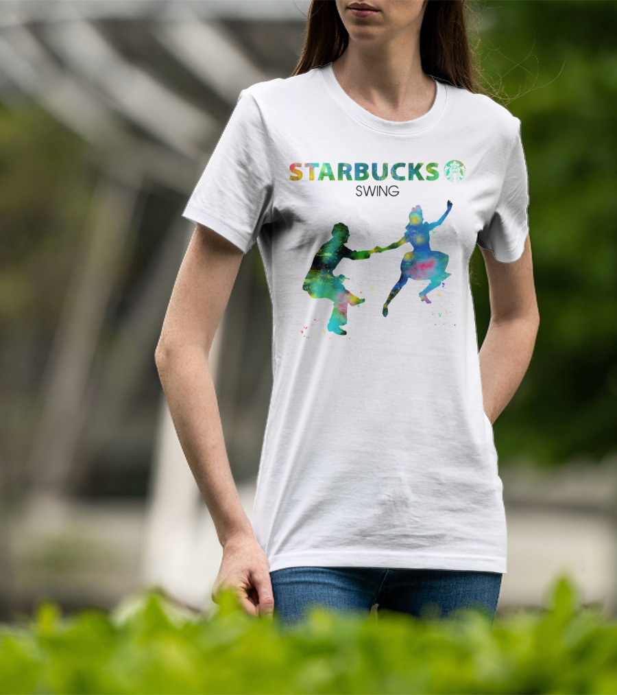 Starbucks Swing Dance Colorful Silhouette Movement T-Shirt