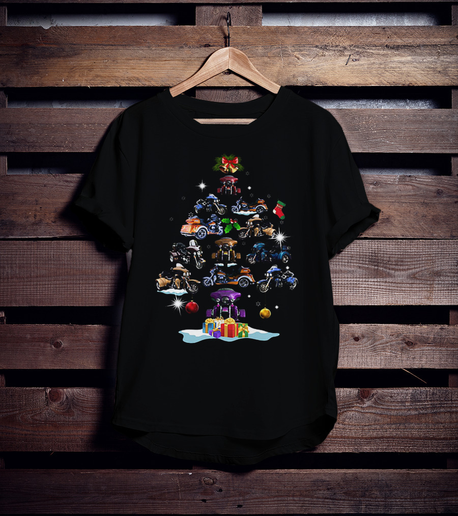 BRP Can Am Spyder Roadster Christmas Tree With Motorcycles And Presents T-Shirt
