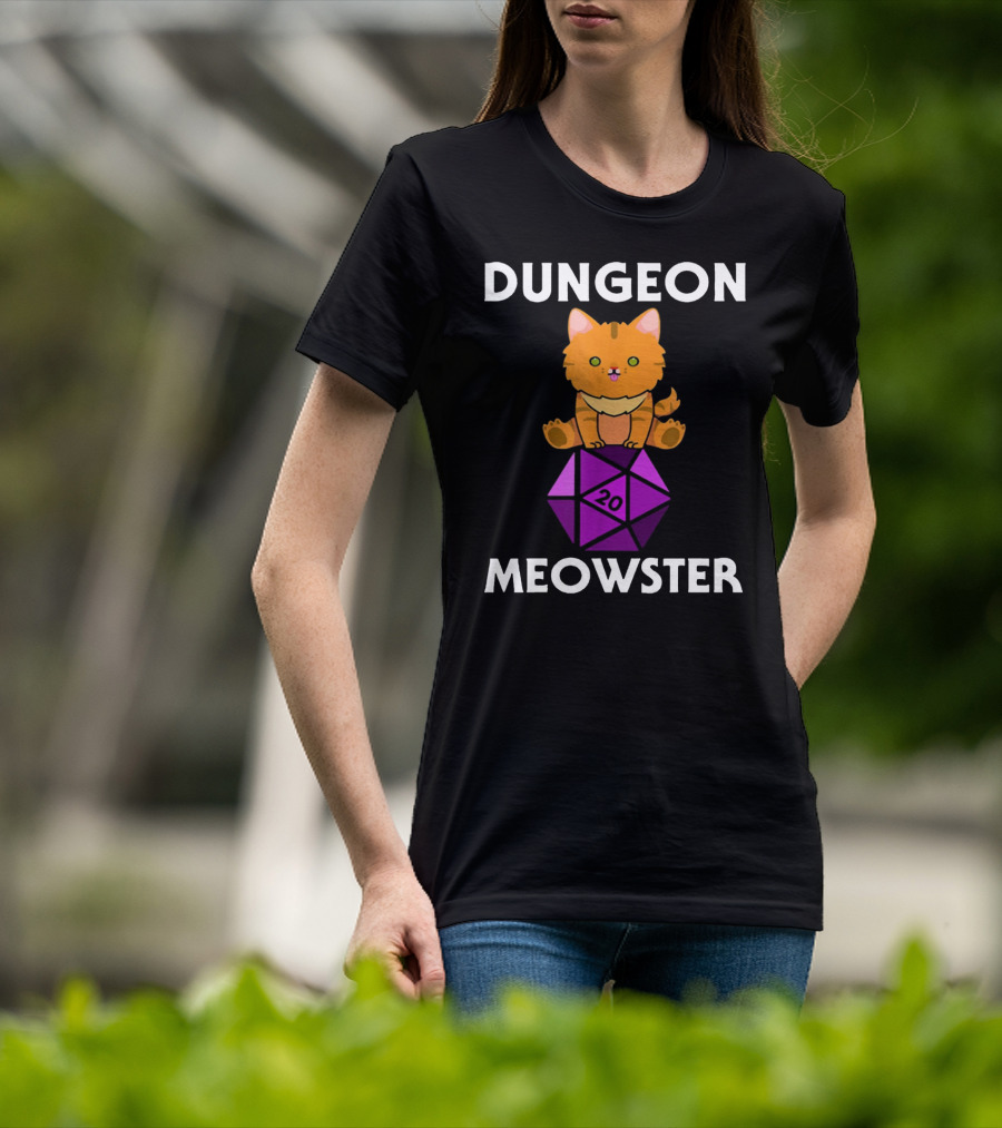 Dungeon Meowster Nerdy Cat With D20 Dice T-Shirt