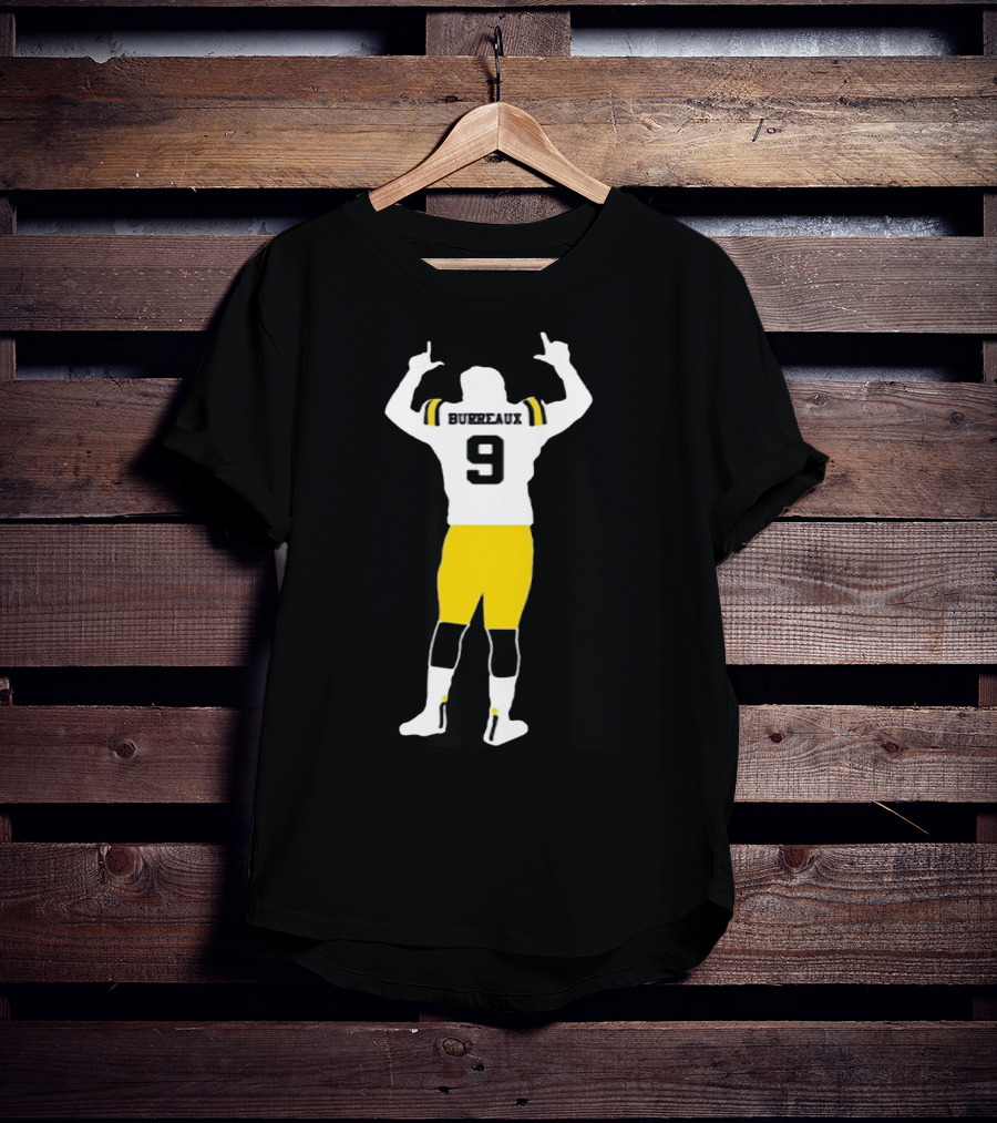 Joe Burreaux 9 LSU Football Victory Pose T-Shirt