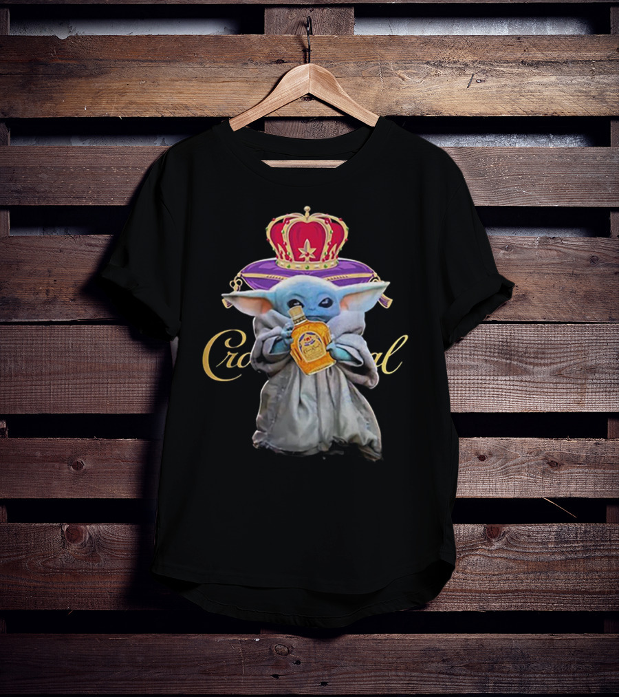 Baby Yoda With Crown Royal Bottle And Crown Icon Star Wars T-Shirt