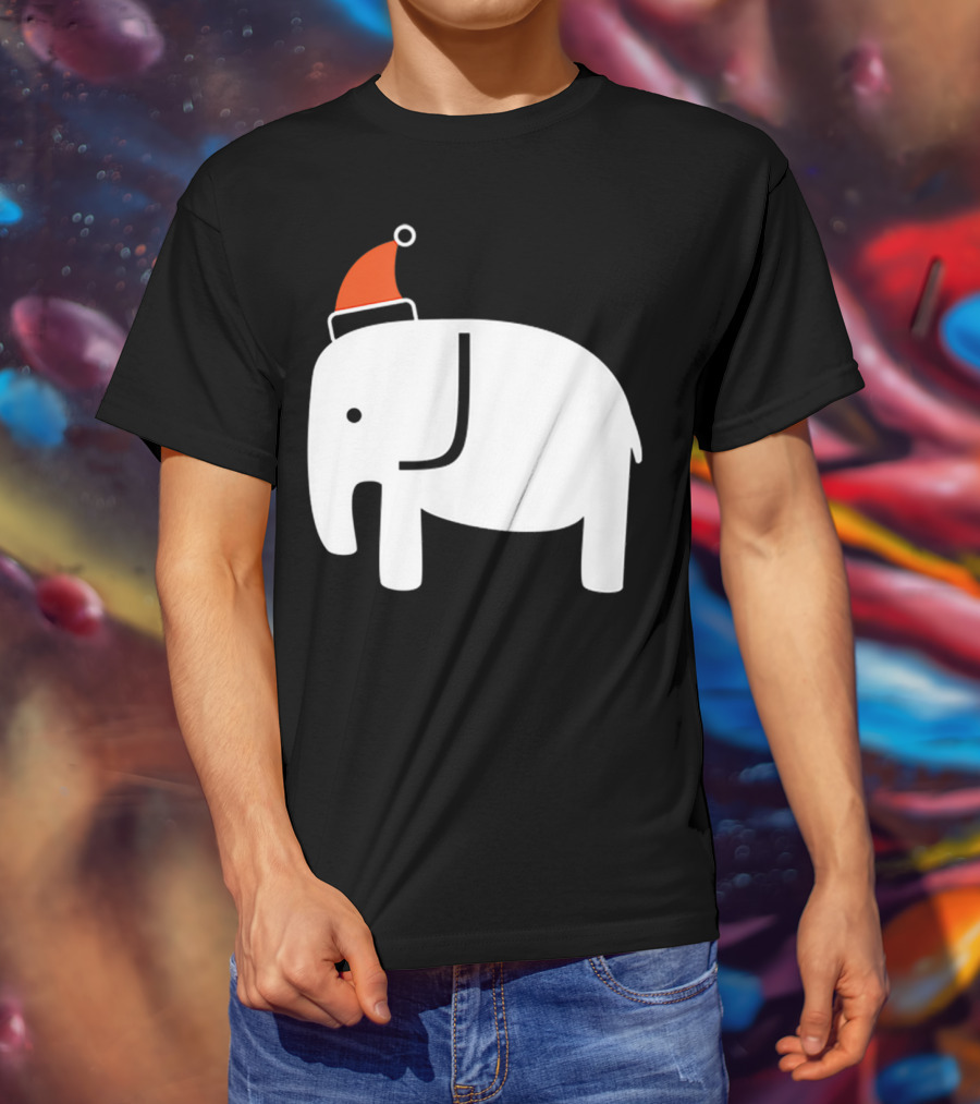 White Elephant Santa Hat Christmas T-Shirt