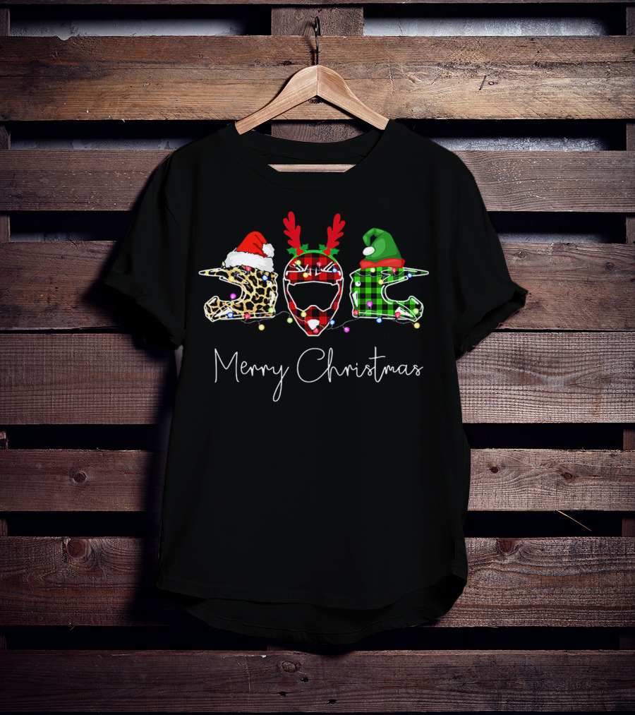 Leopard Plaid Helmets Merry Christmas T-Shirt
