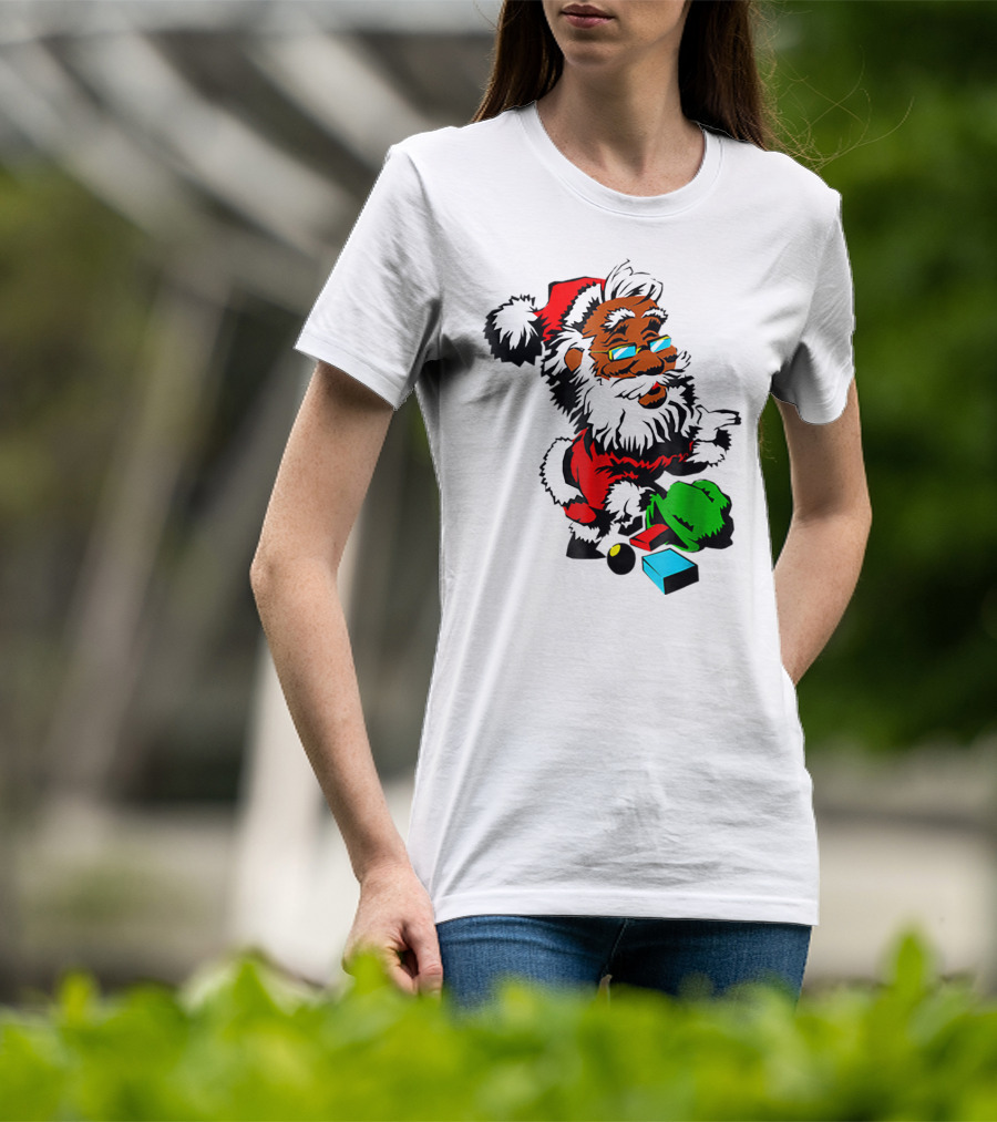 African American Santa Claus With Presents And Santa Hat T-Shirt