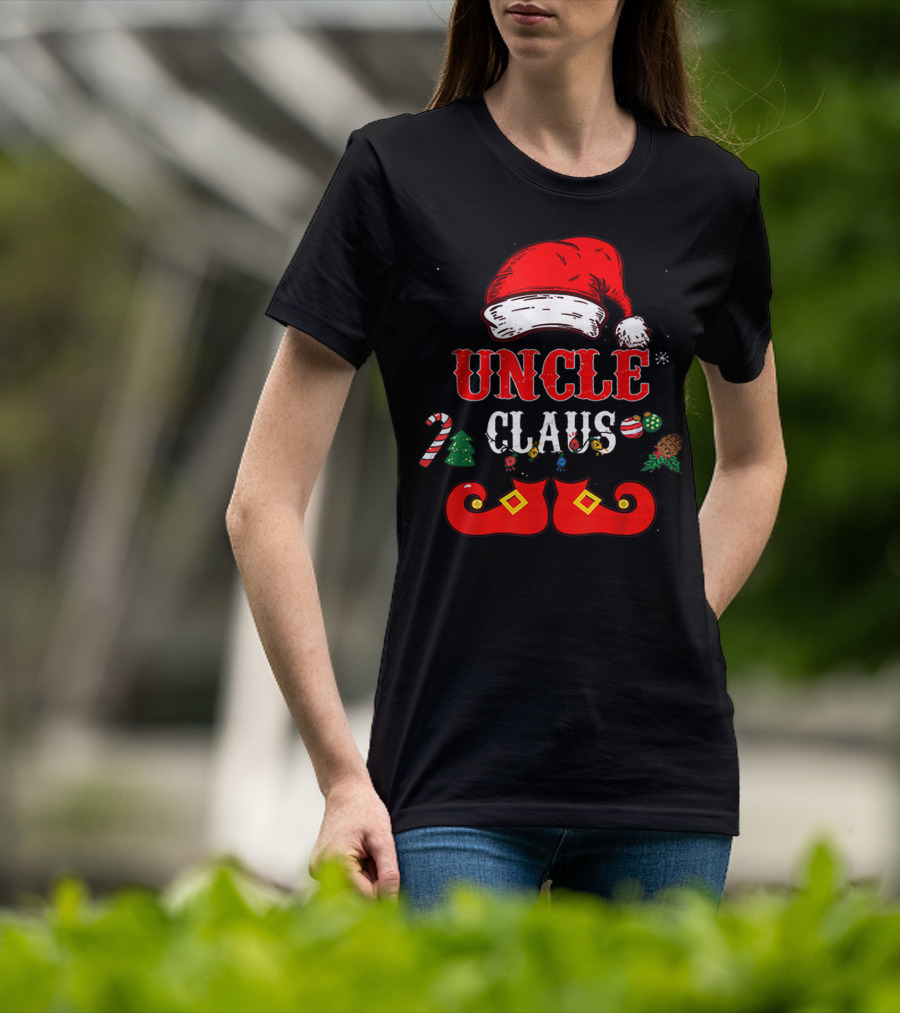 UNCLE CLAUS Santa Hat Candy Cane Christmas Ornaments Shoes T-Shirt