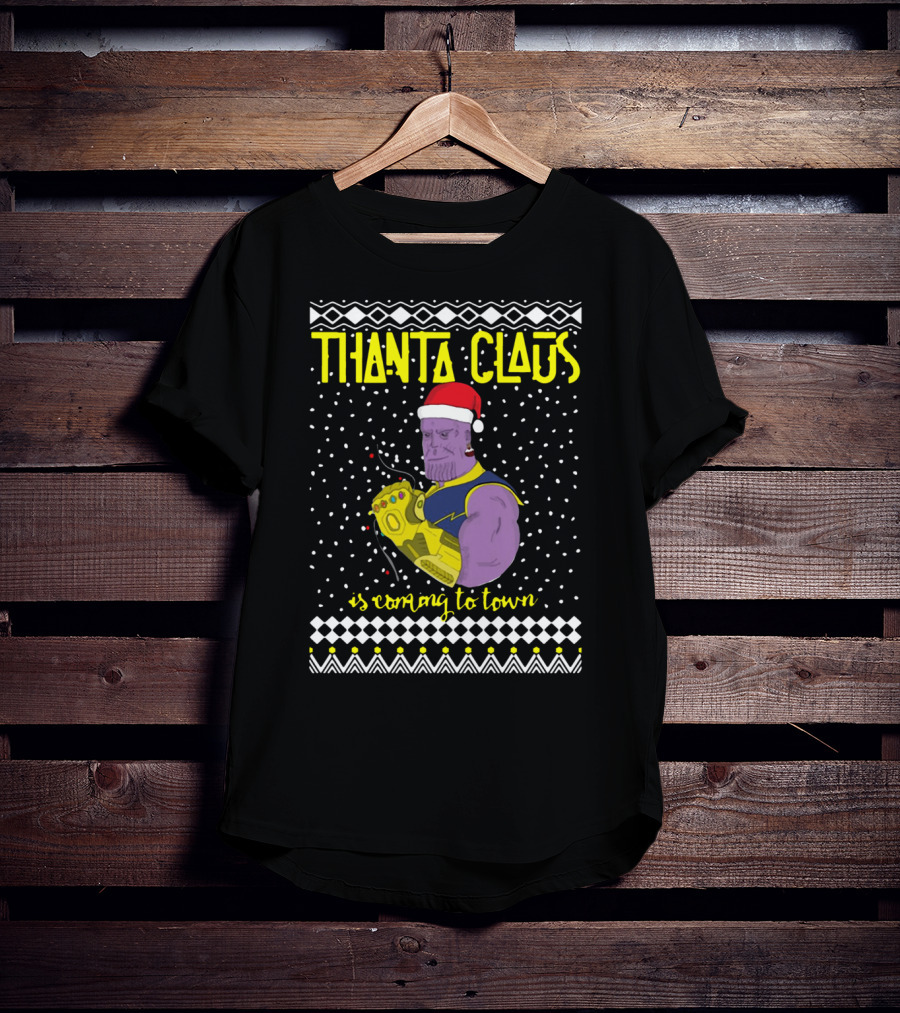 Thanta Claus Thanos Is Coming To Town Marvel Comic Mashup Christmas T-Shirt