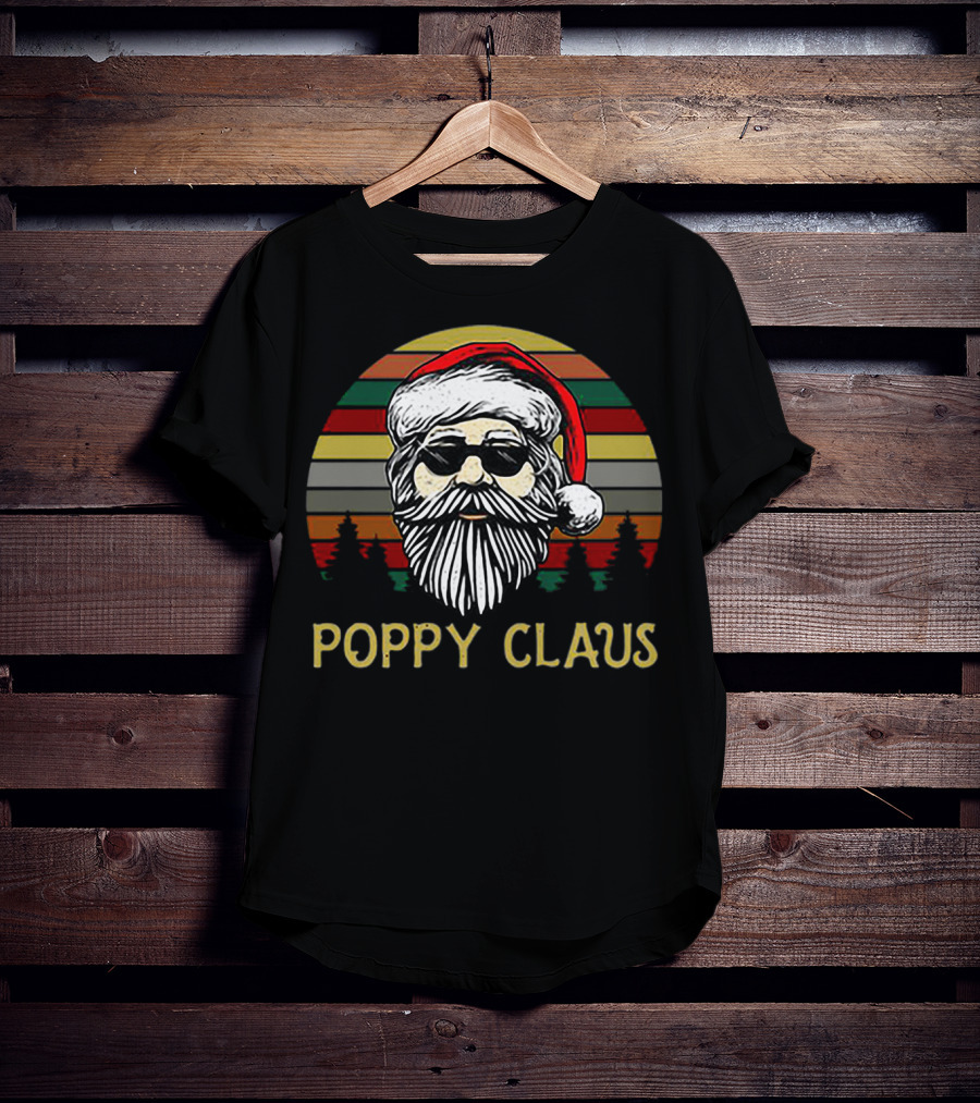 Poppy Claus Vintage Santa Claus Retro Sunset Forest T-Shirt