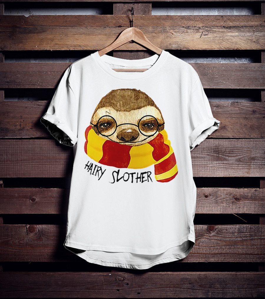 Hairy Slother Sloth Lovers Wizard Scarf Glasses Magic T-Shirt