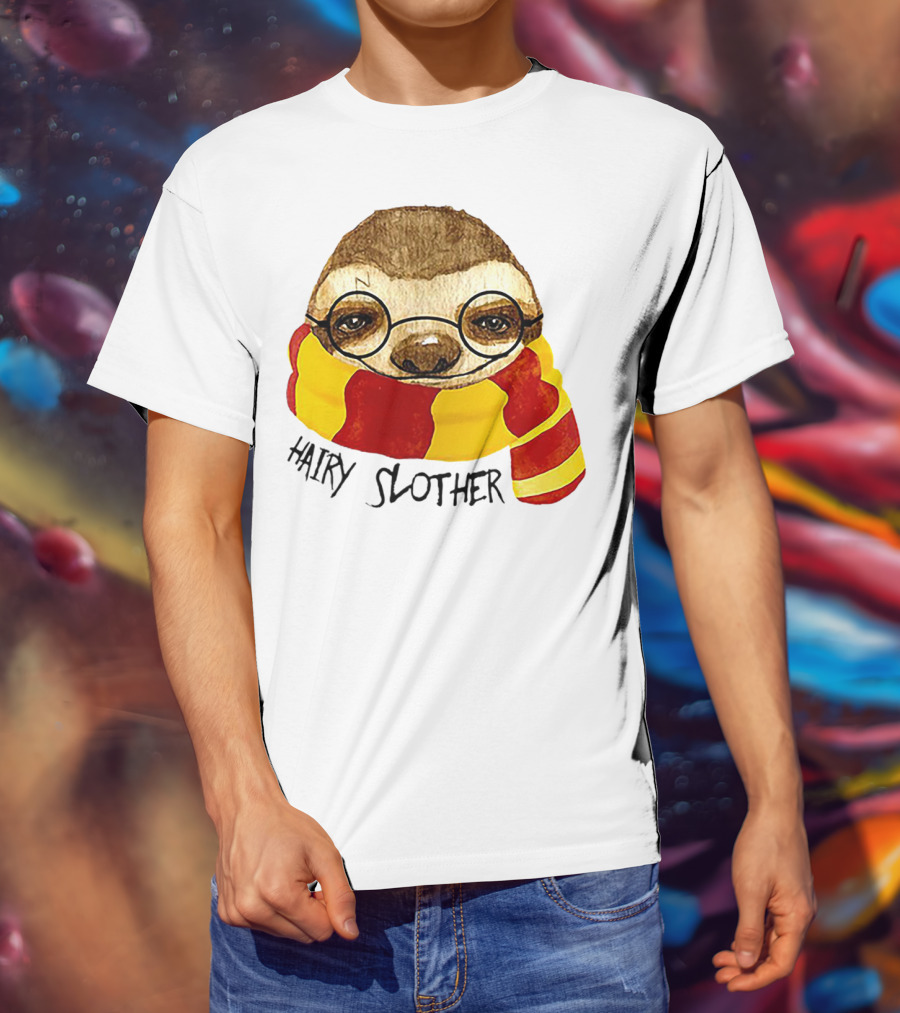Hairy Slother Sloth Lovers Wizard Scarf Glasses Magic T-Shirt