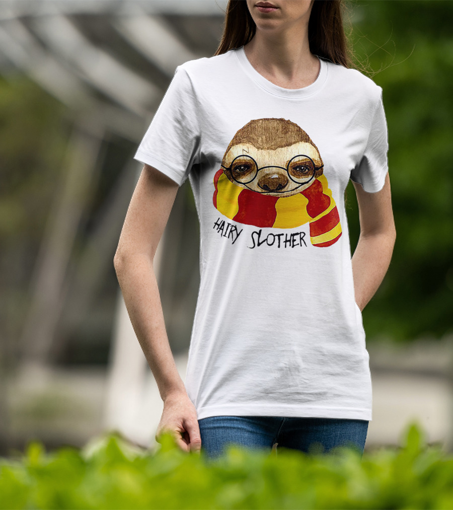 Hairy Slother Sloth Lovers Wizard Scarf Glasses Magic T-Shirt