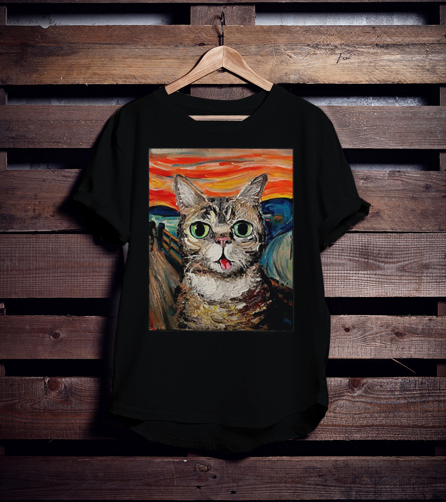 Lil Bub Cat The Scream Vincent Van Gogh T-Shirt