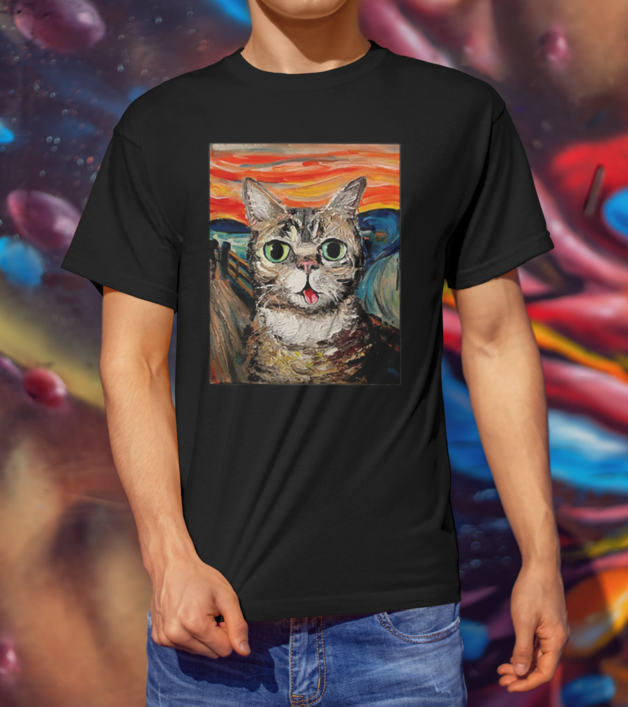 Lil Bub Cat The Scream Vincent Van Gogh T-Shirt