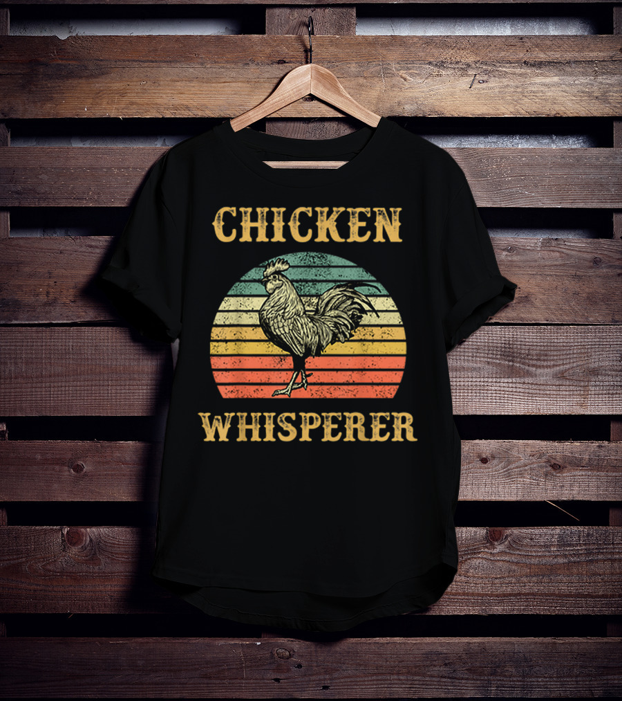 Chicken Whisperer Vintage Retro Rooster Stripes T-Shirt