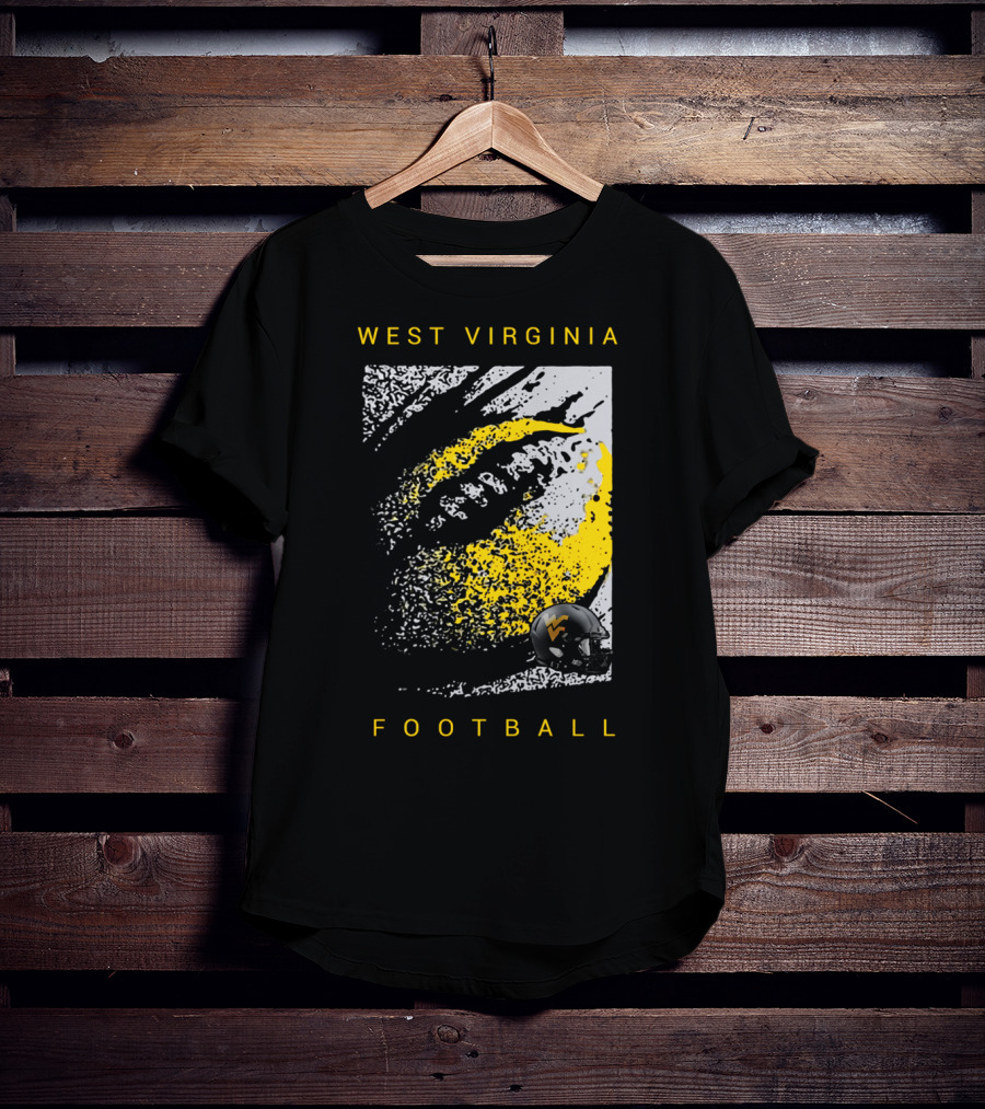 West Virginia Mountaineers Football Helmet And Textured T-Shirt