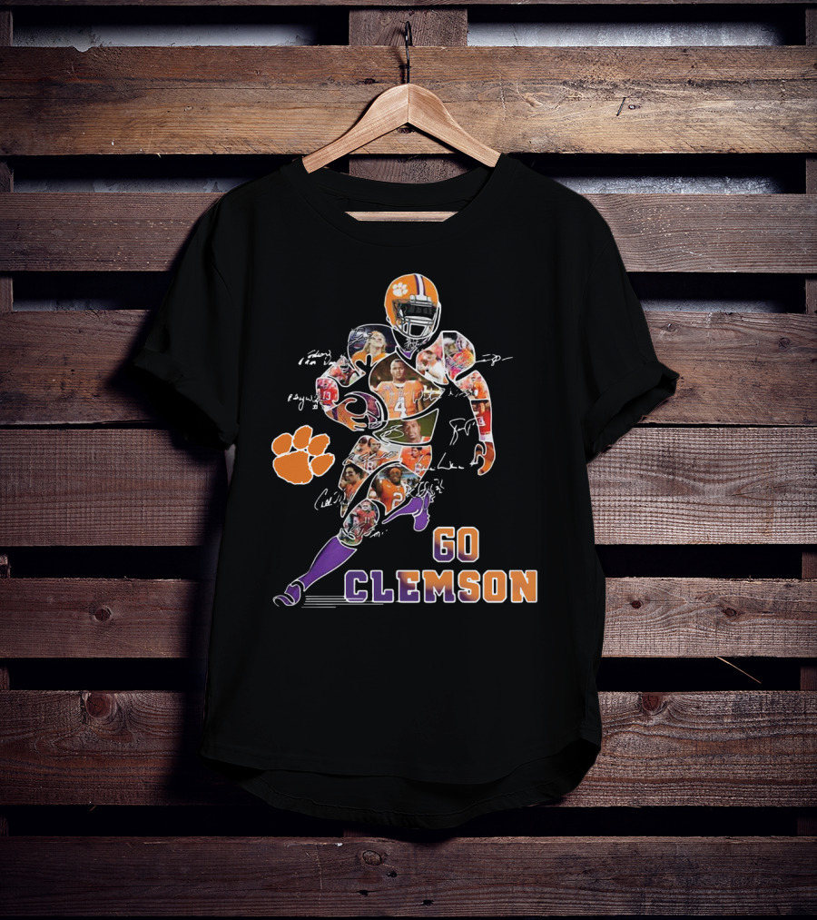 Go Clemson Dog Paw Player Signatures T-Shirt