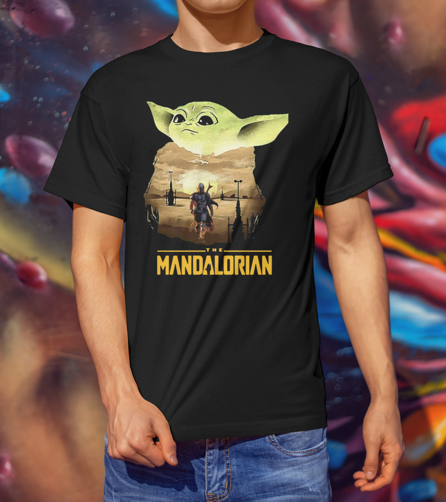 The Mandalorian Baby Yoda Sunset Scene T-Shirt