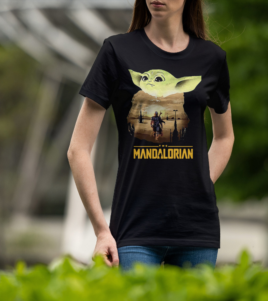 The Mandalorian Baby Yoda Sunset Scene T-Shirt