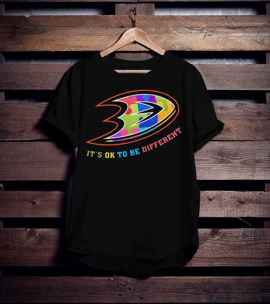 Anaheim Ducks It's Ok To Be Different Rainbow T-Shirt
