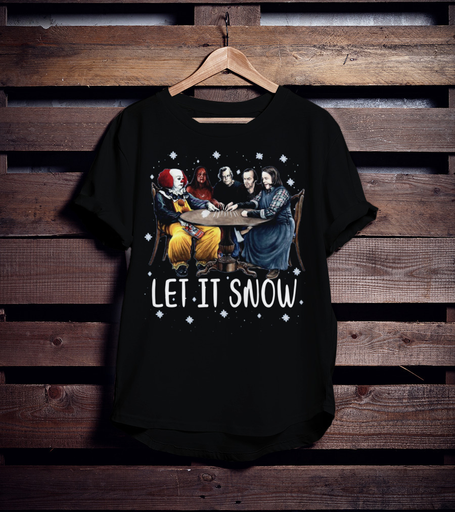 Stephen King Horror Friends Characters Let It Snow Holiday Scene T-Shirt