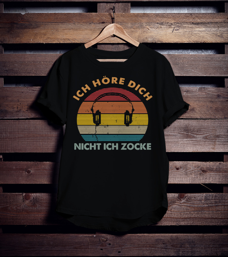 Ich Höre Dich Nicht Ich Zocke Retro Headphones Sunburst T-Shirt