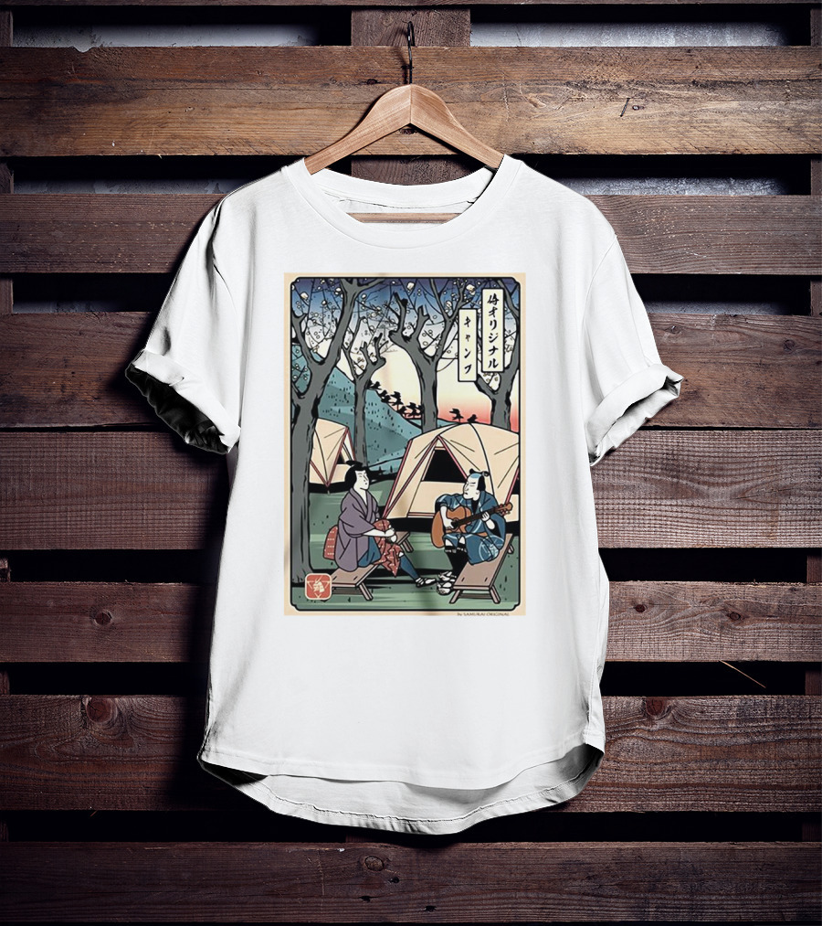 Samurai Original Camping Guitar Playing T-Shirt
