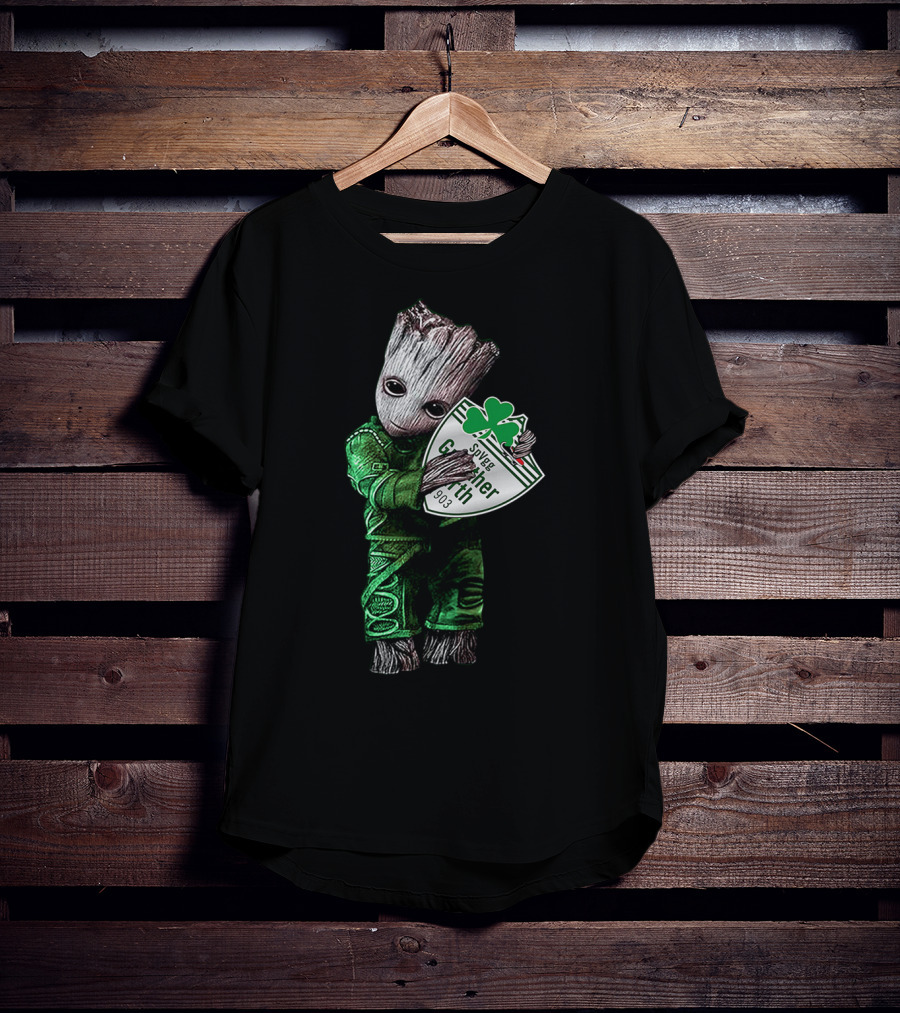 Baby Groot Hugging SpVgg Greuther Fürth Logo 1903 Football Club Emblem T-Shirt