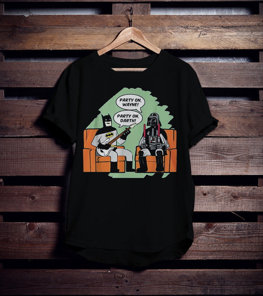 Batman And Darth Vader Party On Wayne Party On Darth T-Shirt