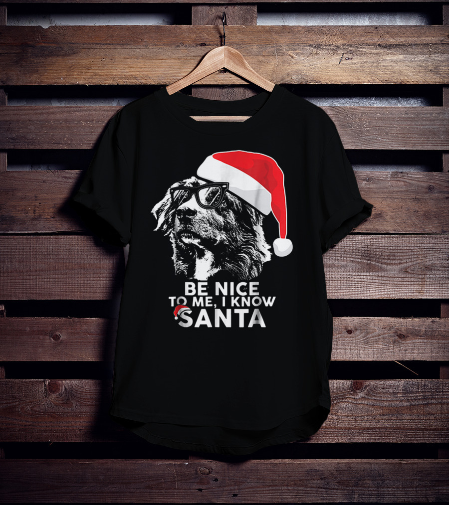 Be Nice To Me I Know Santa Australian Shepherd Christmas T-Shirt