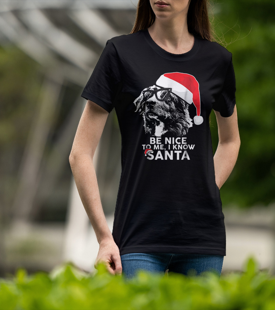 Be Nice To Me I Know Santa Australian Shepherd Christmas T-Shirt