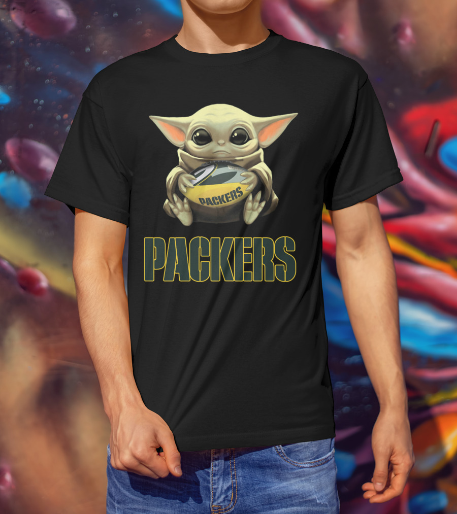 Baby Yoda Holding Packers Football Packers T-Shirt