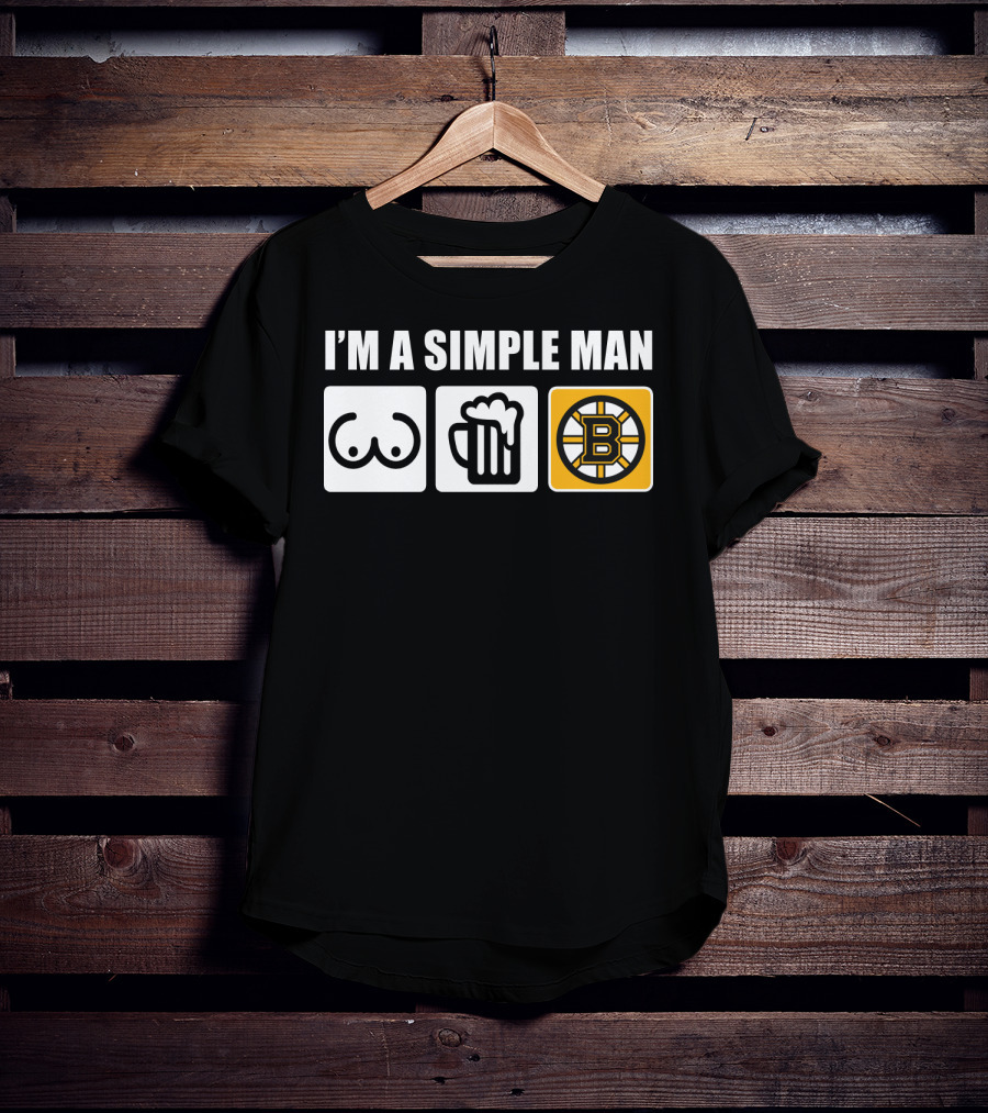 Bruins I'm A Simple Man Icons Brew Beer Logo Hockey Fan T-Shirt