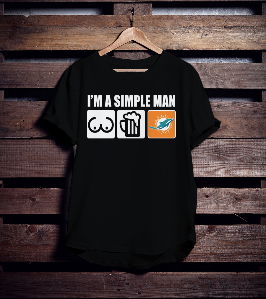 I'm A Simple Man Dolphins Beer Symbols T-Shirt