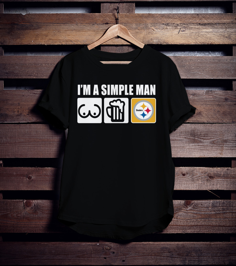 STEELERS I'M A SIMPLE MAN Icons Of Woman Beer Football T-Shirt