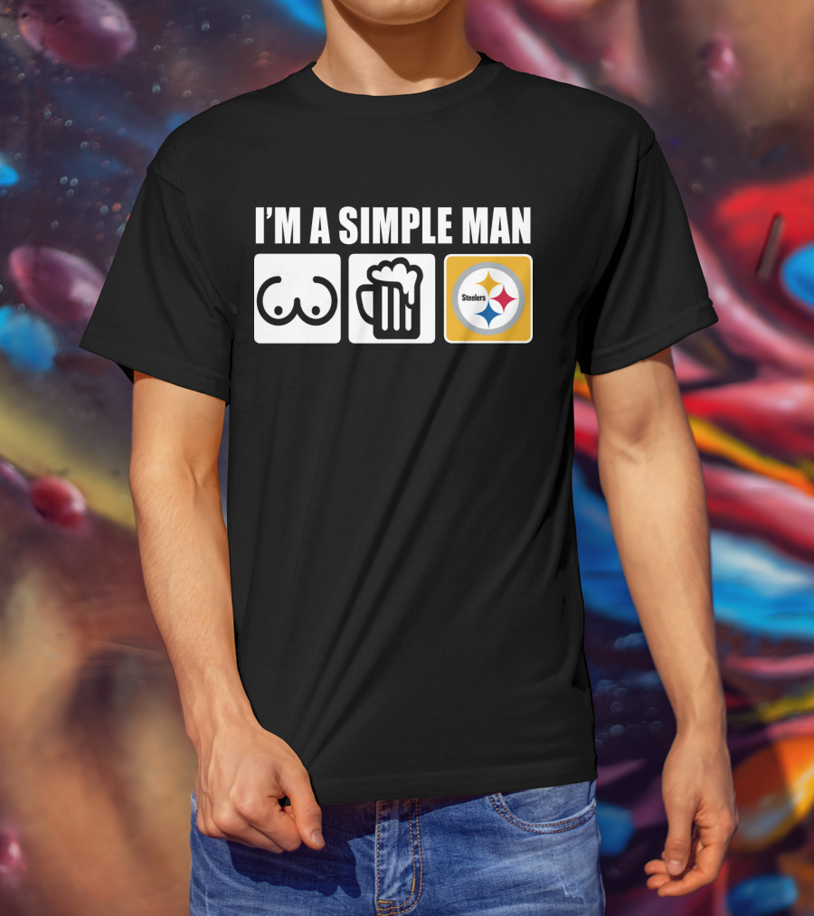 STEELERS I'M A SIMPLE MAN Icons Of Woman Beer Football T-Shirt