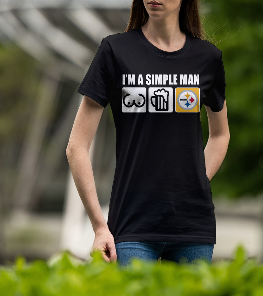 STEELERS I'M A SIMPLE MAN Icons Of Woman Beer Football T-Shirt