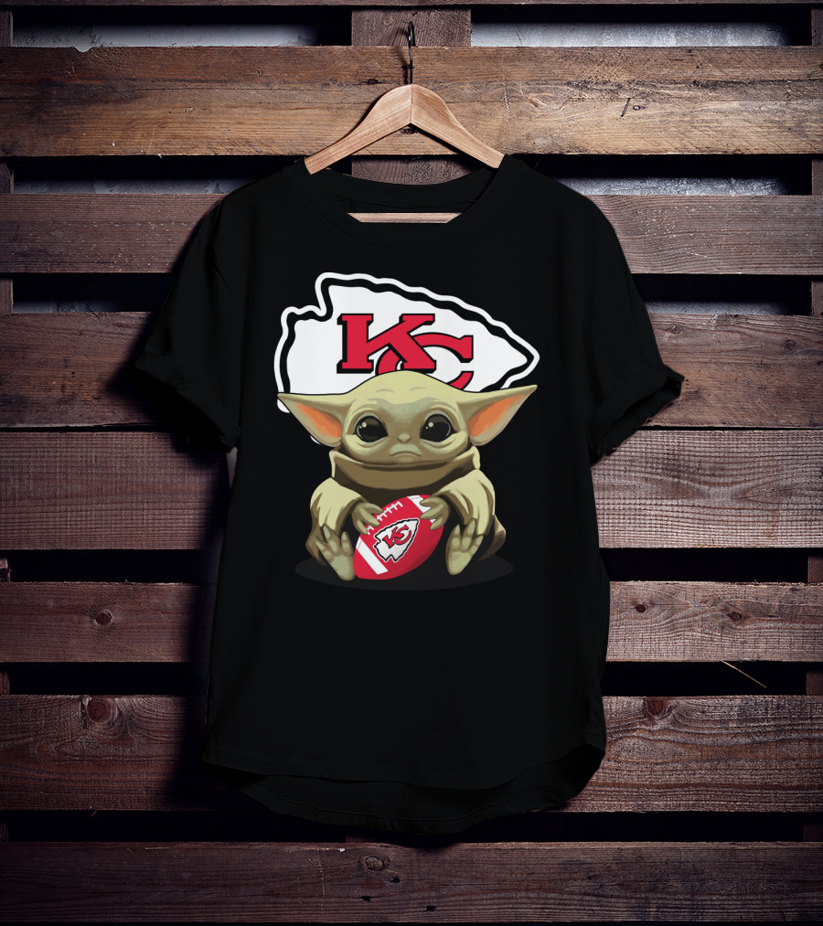 Baby Yoda KC Chiefs Football Fan T-Shirt