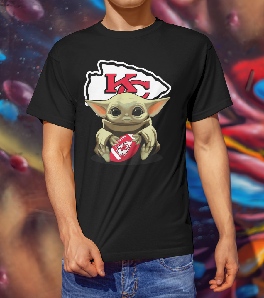 Baby Yoda KC Chiefs Football Fan T-Shirt