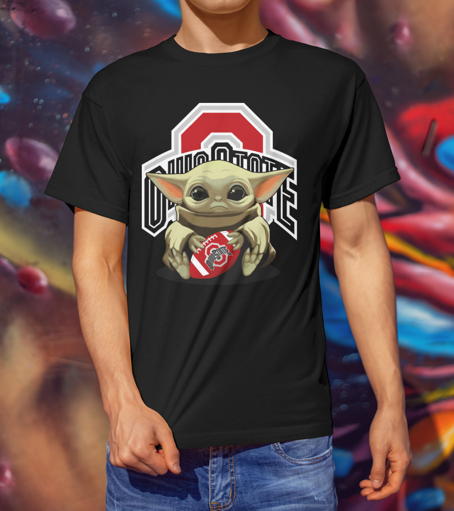 Ohio State Baby Yoda Football T-Shirt