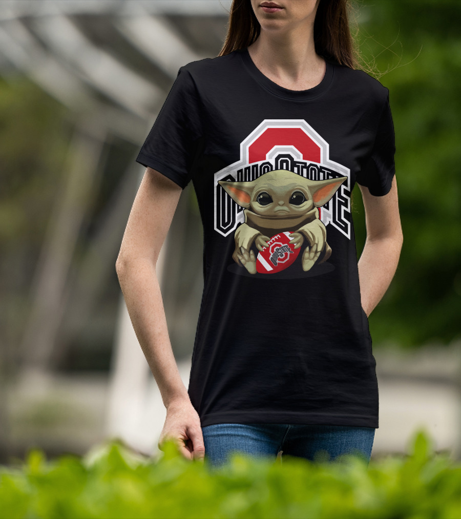 Ohio State Baby Yoda Football T-Shirt
