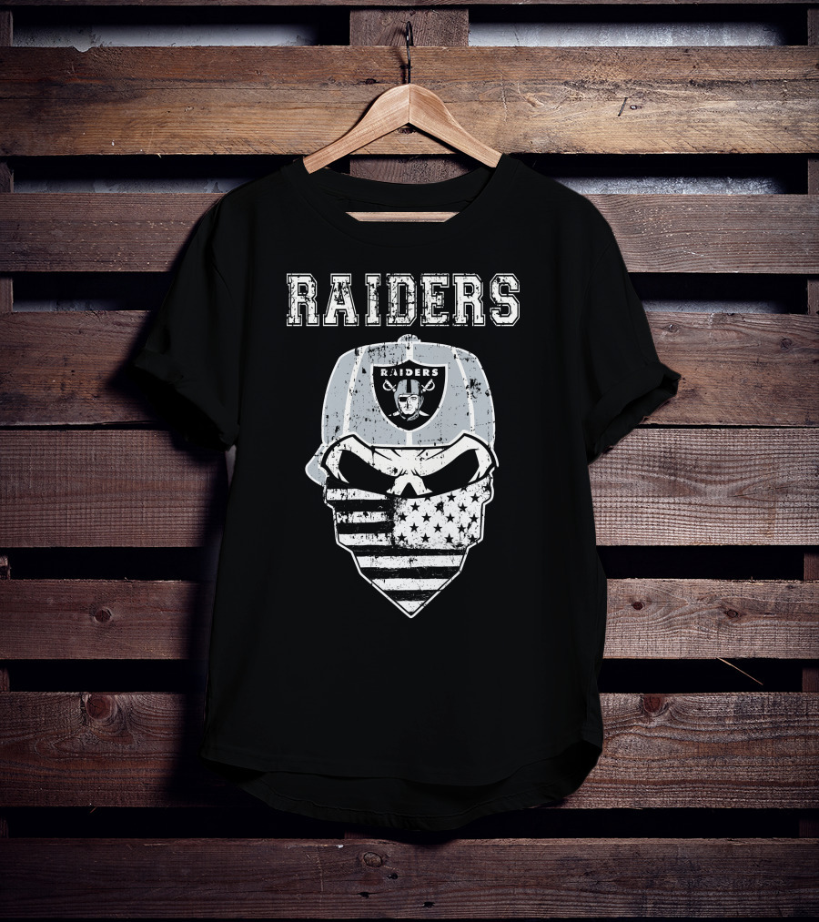 Raiders Skull Bandana American Flag Hat T-Shirt