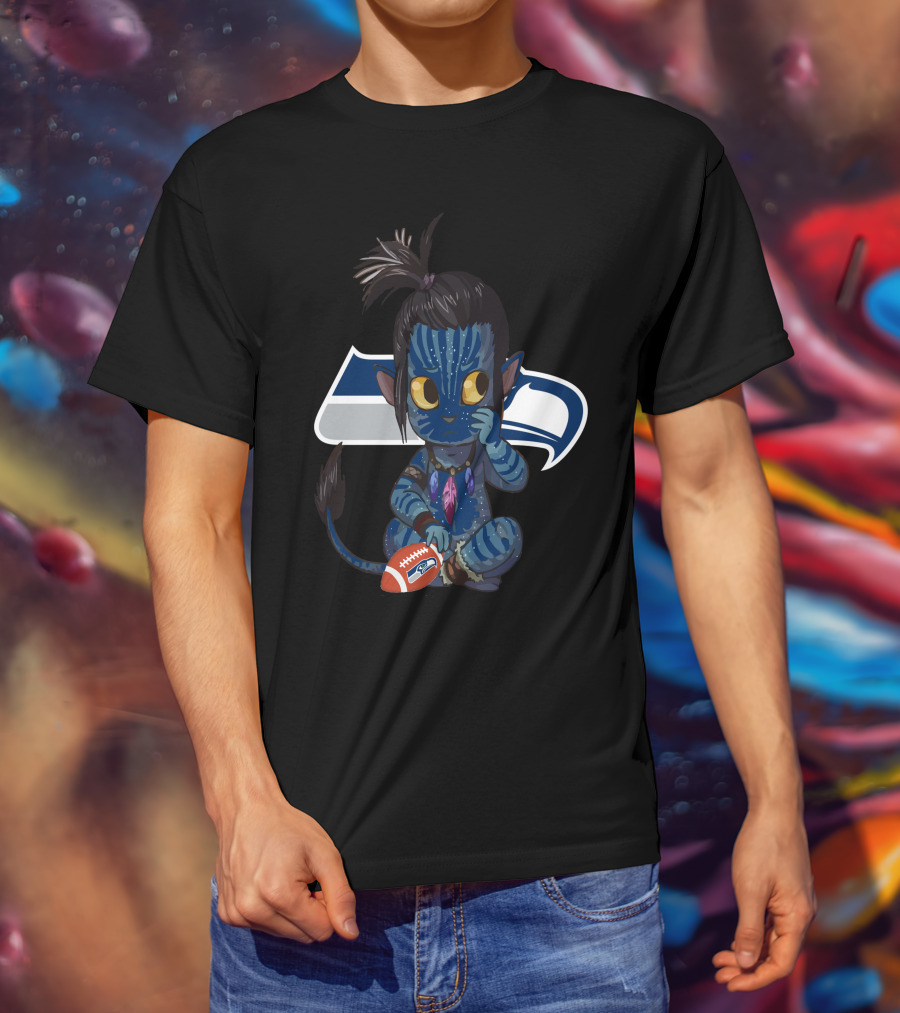 Avatar Na'vi Meets Seattle Seahawks Football Fusion T-Shirt