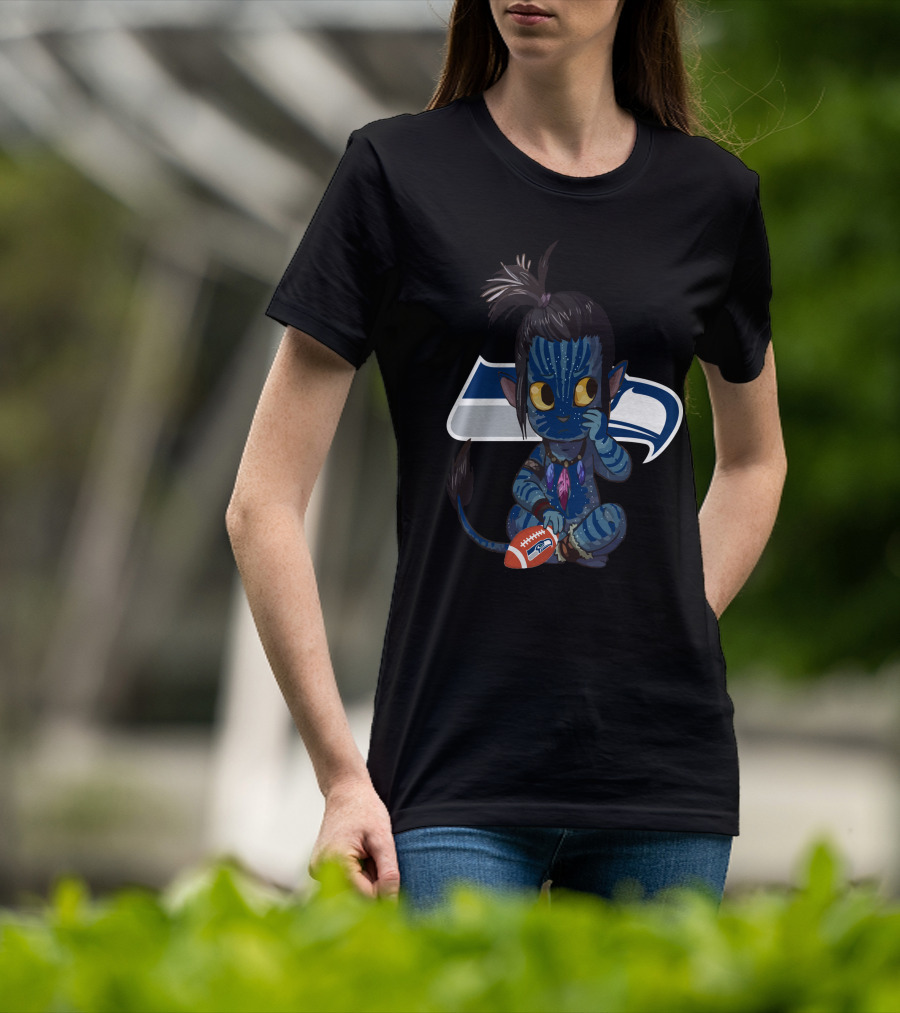 Avatar Na'vi Meets Seattle Seahawks Football Fusion T-Shirt