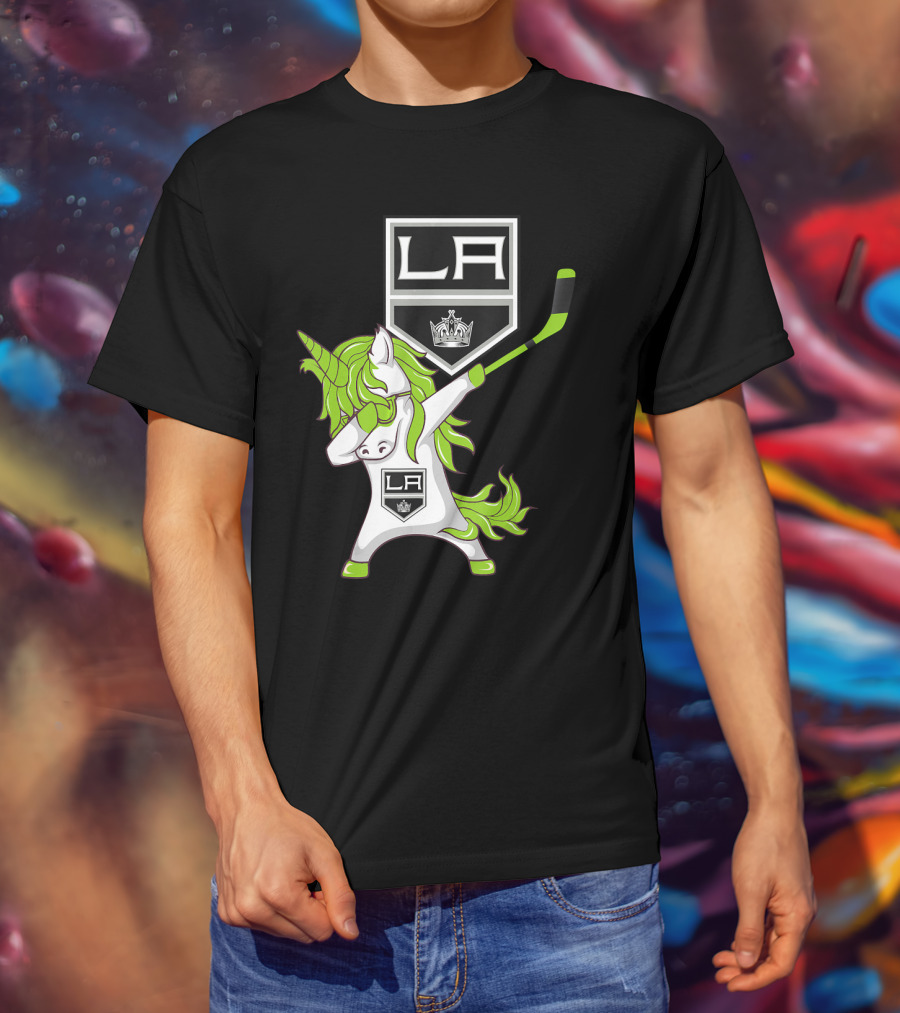 St Patrick Day Dabbing Unicorn Hockey Los Angeles Kings T-Shirt