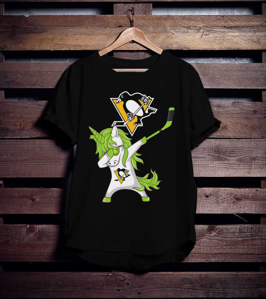 St Patrick Day Dabbing Unicorn Pittsburgh Penguins Hockey T-Shirt