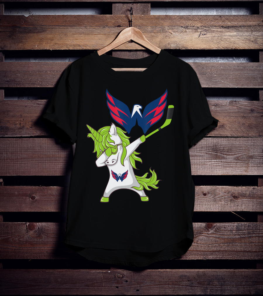 St Patrick's Day Dabbing Unicorn With Washington Capitals Hockey T-Shirt