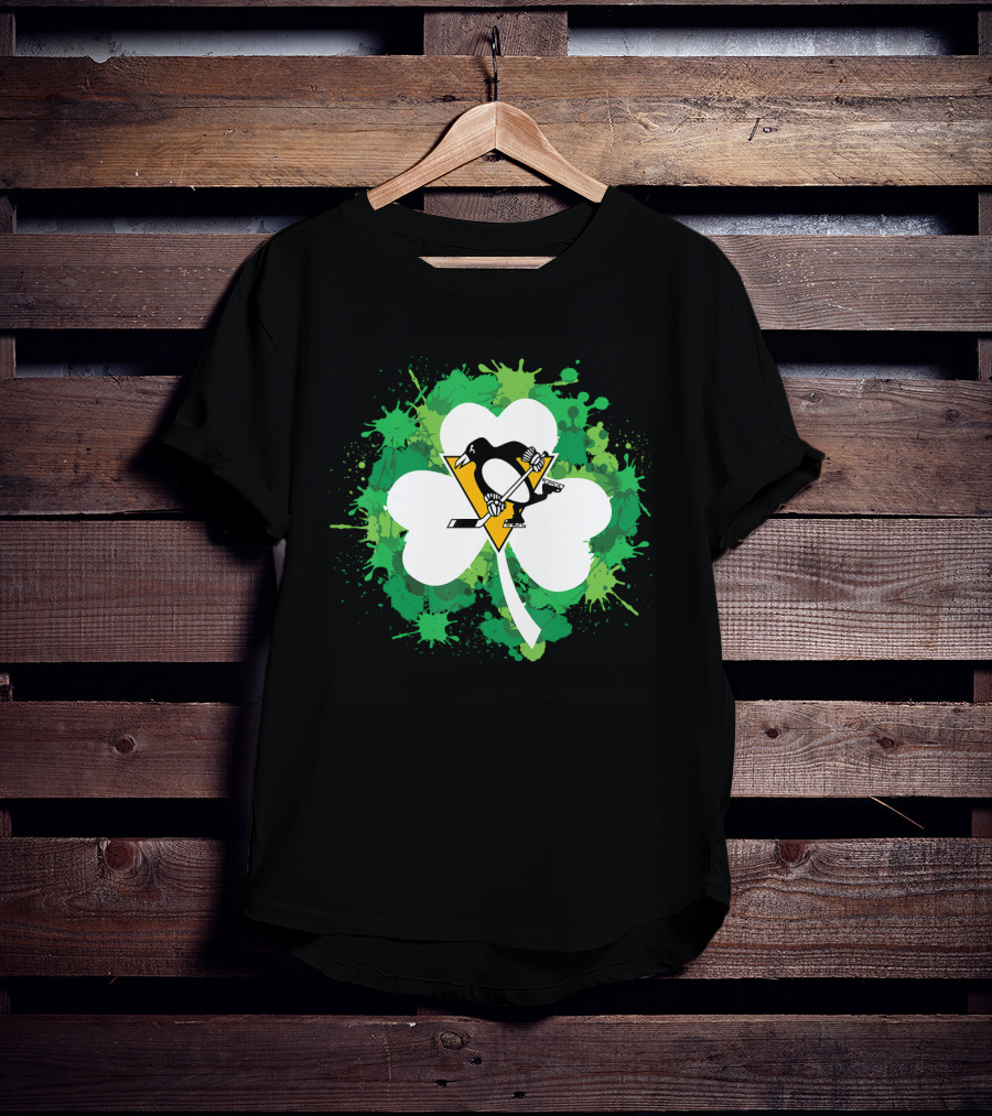 St Patrick Day Shamrock Splash Pittsburgh Penguins Hockey T-Shirt